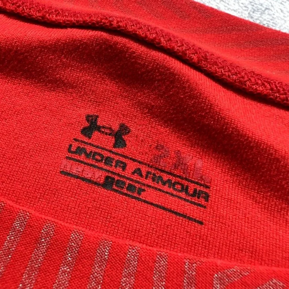 Under Armour Shirt Youth 2XL Boys XXL Red Short Sleeve HeatGear Athletic Workout